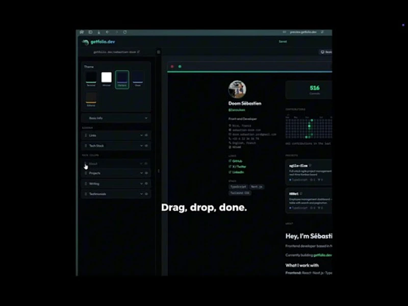 getfolio.dev screenshot 1 (video preview)