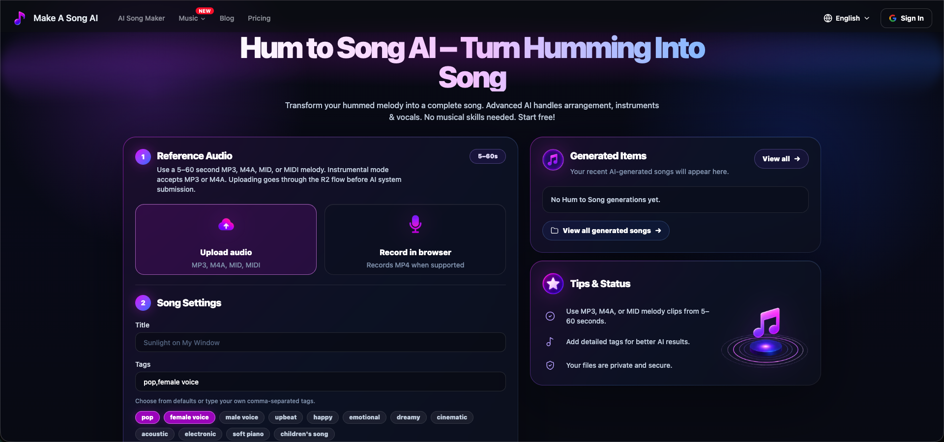 Make A Song AI gallery image
