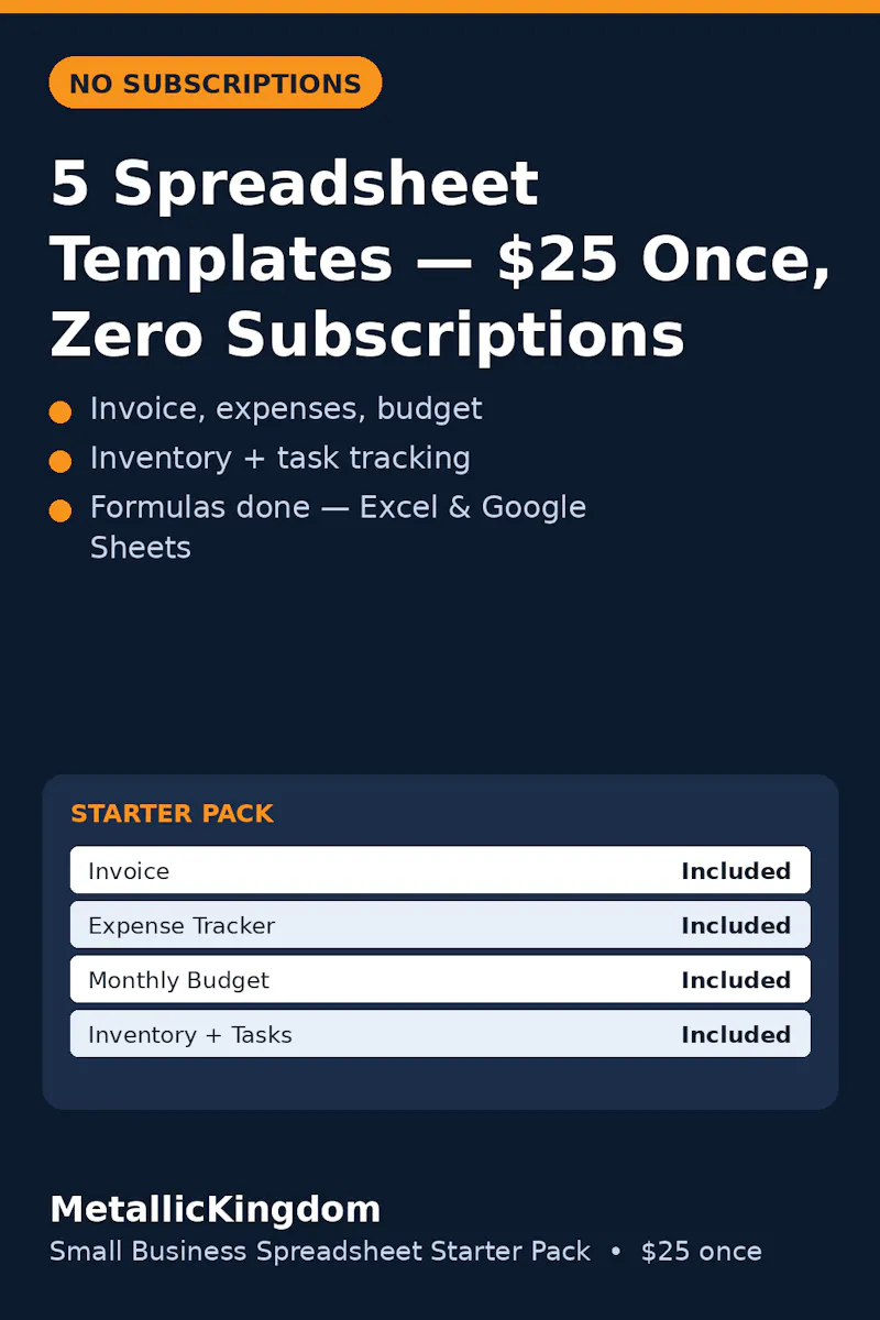 Small Business Spreadsheet Starter Pack screenshot 1
