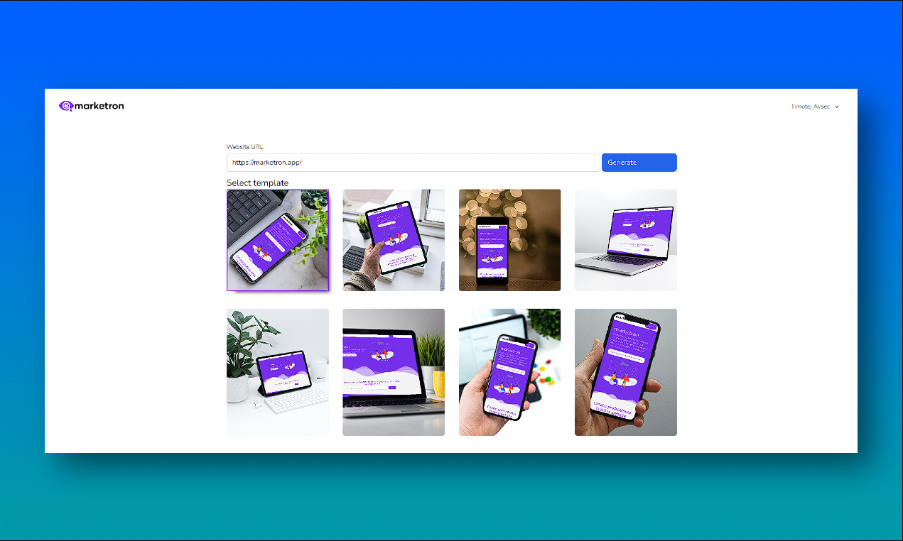 Marketron - 現実世界のデバイスであなたのウェブサイトのモックアップ画像を生成するメディア2