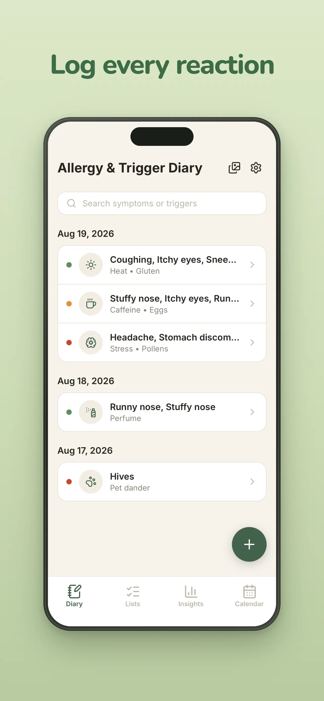 Allergy & Trigger Diary gallery image