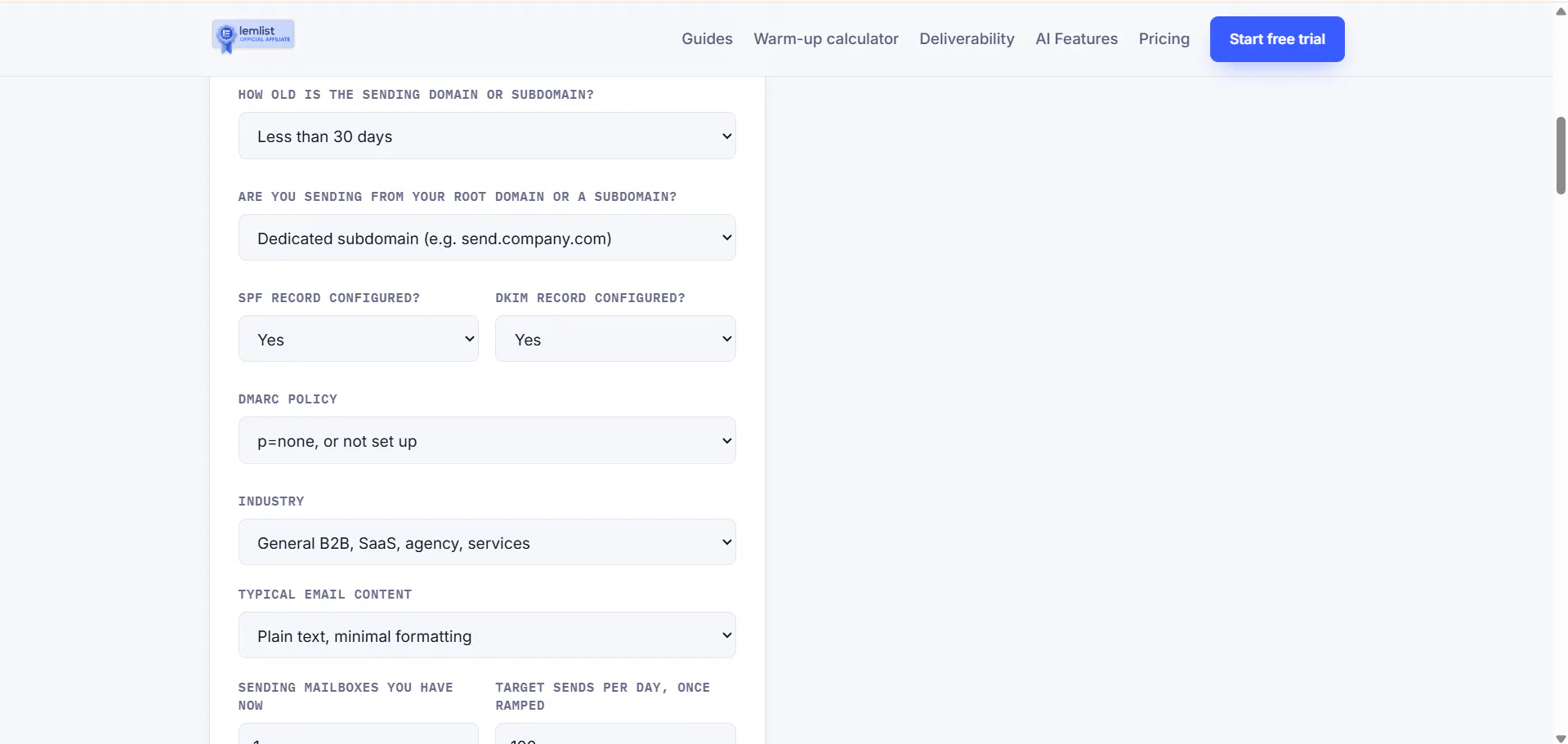 Email warmup calculator gallery image