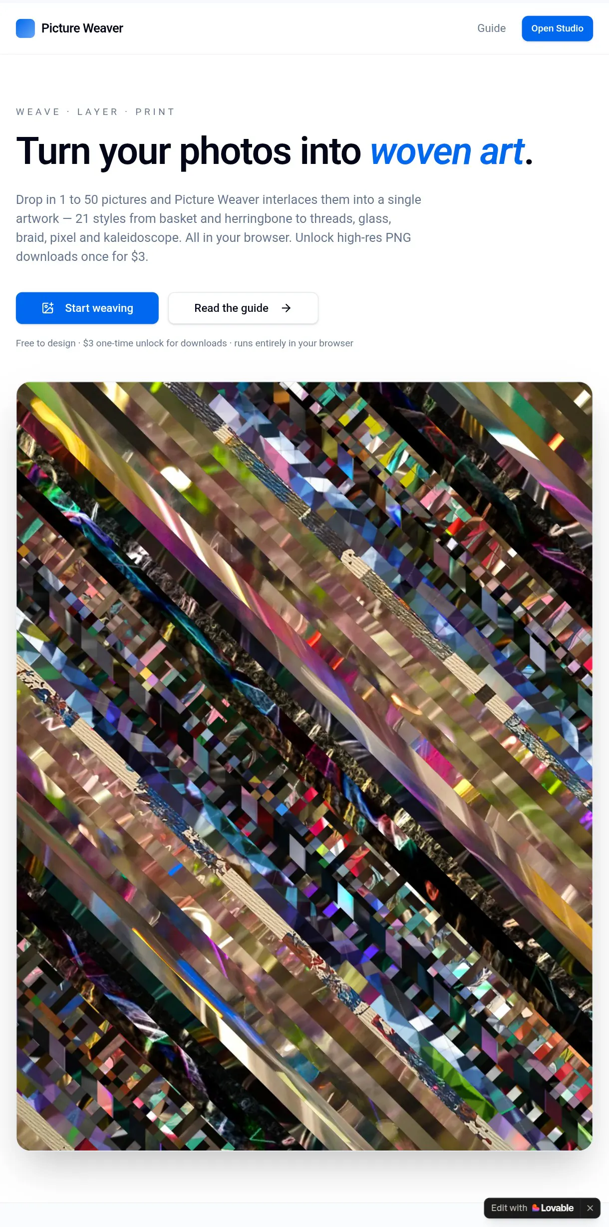 Picture Weaver — Weave photos into art gallery image