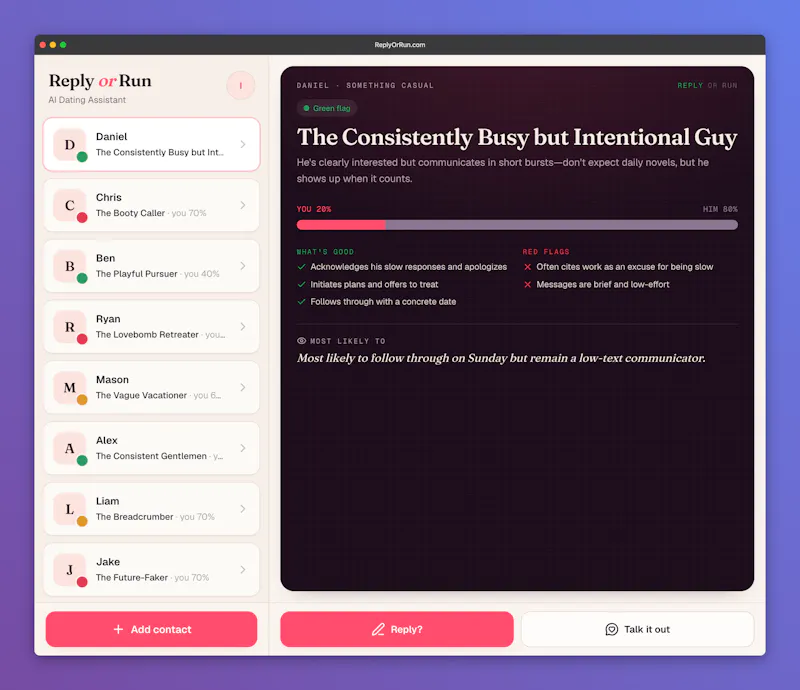 Reply or Run - AI Dating Assistant screenshot 1