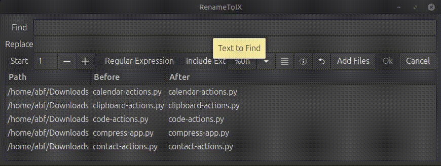 Umbenametoix - Visuelle Linux -Datei umbenannt mit Makros und vielen Funktionen Medien 3