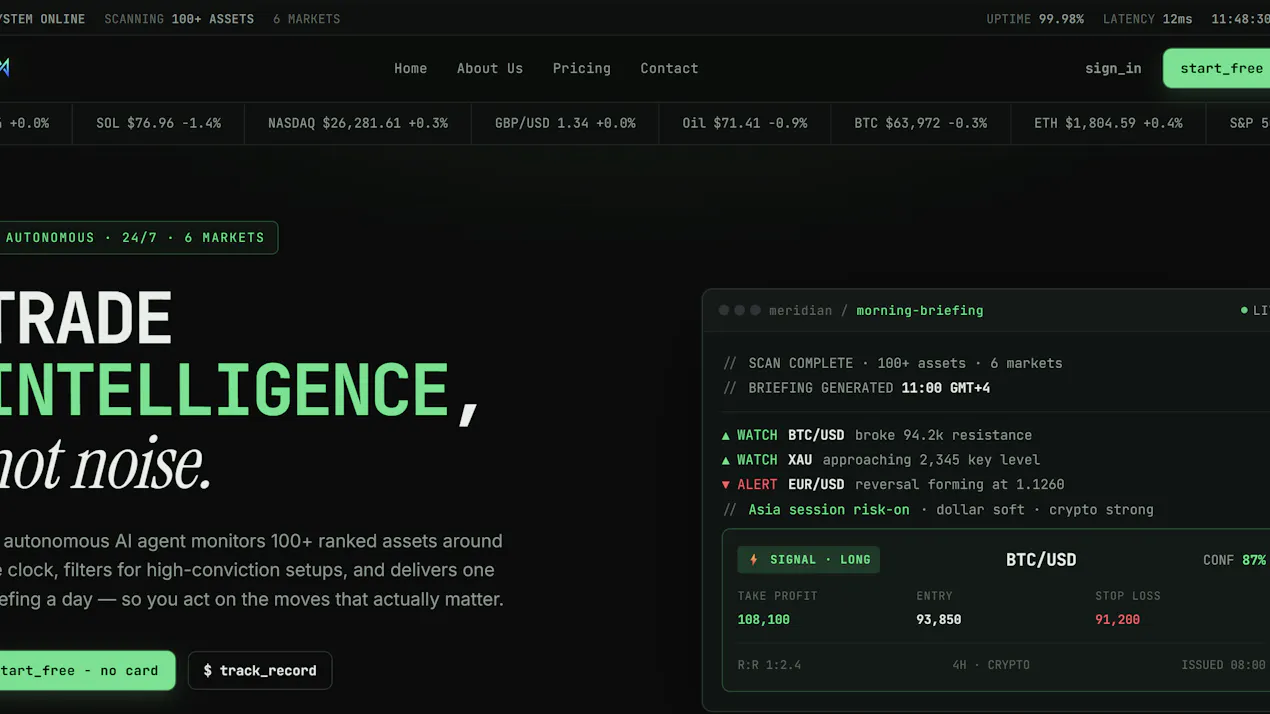 Meridian - Trade Intelligence, Not Noise product