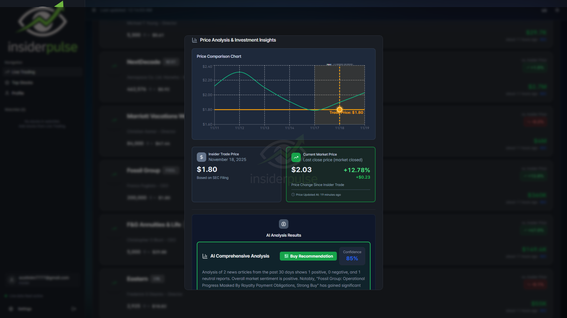 InsiderPulse - Screenshot 4 showing product features and functionality