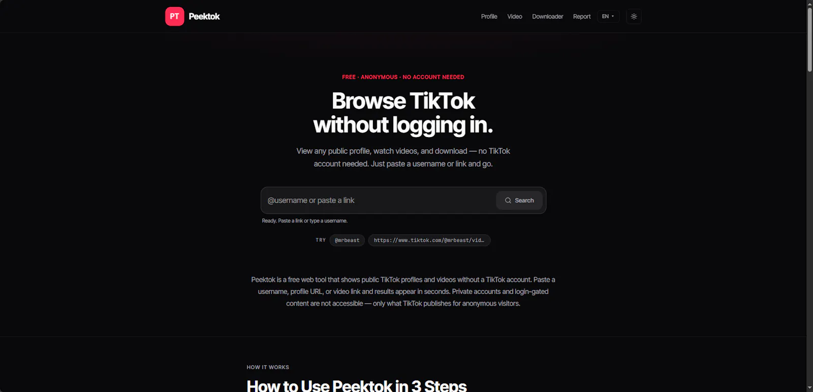 Peektok screenshot 1