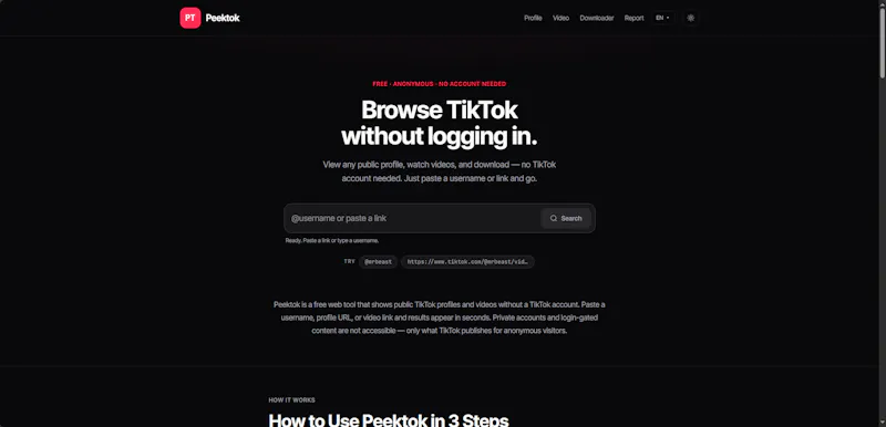 Peektok screenshot 1