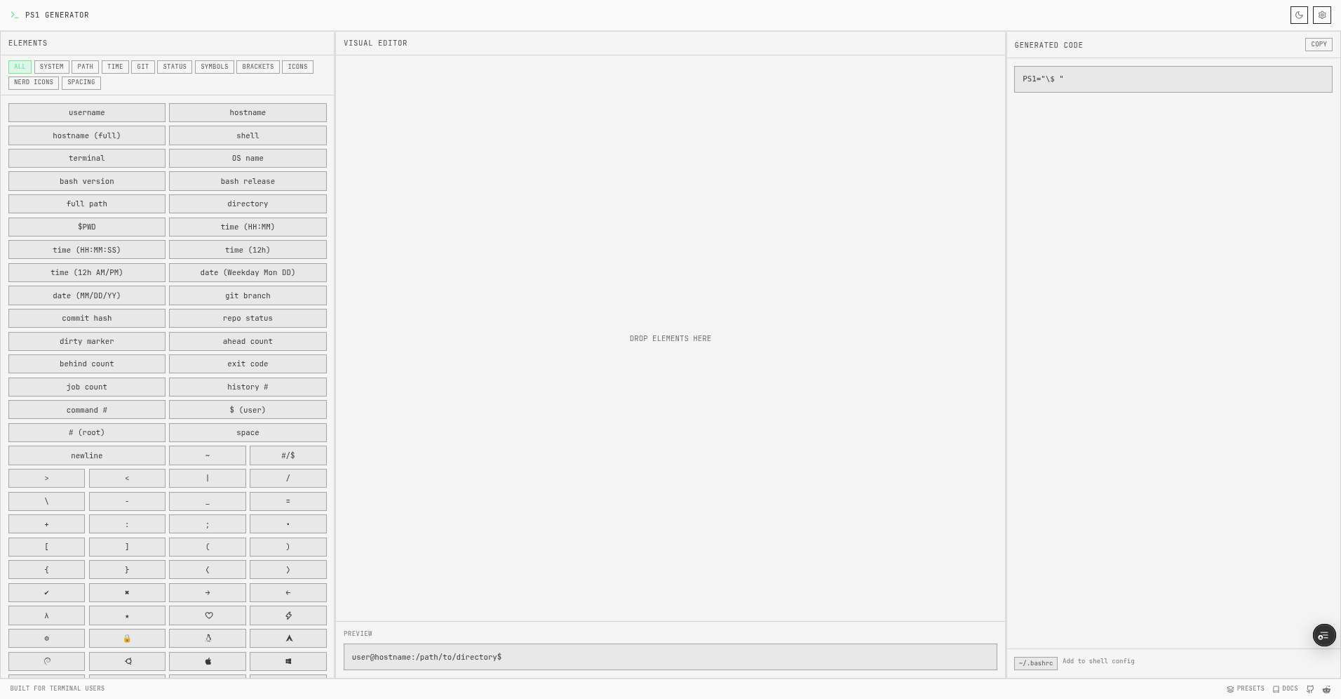 Minimalist Bash Prompt Generator - Screenshot 2 showing product features and functionality