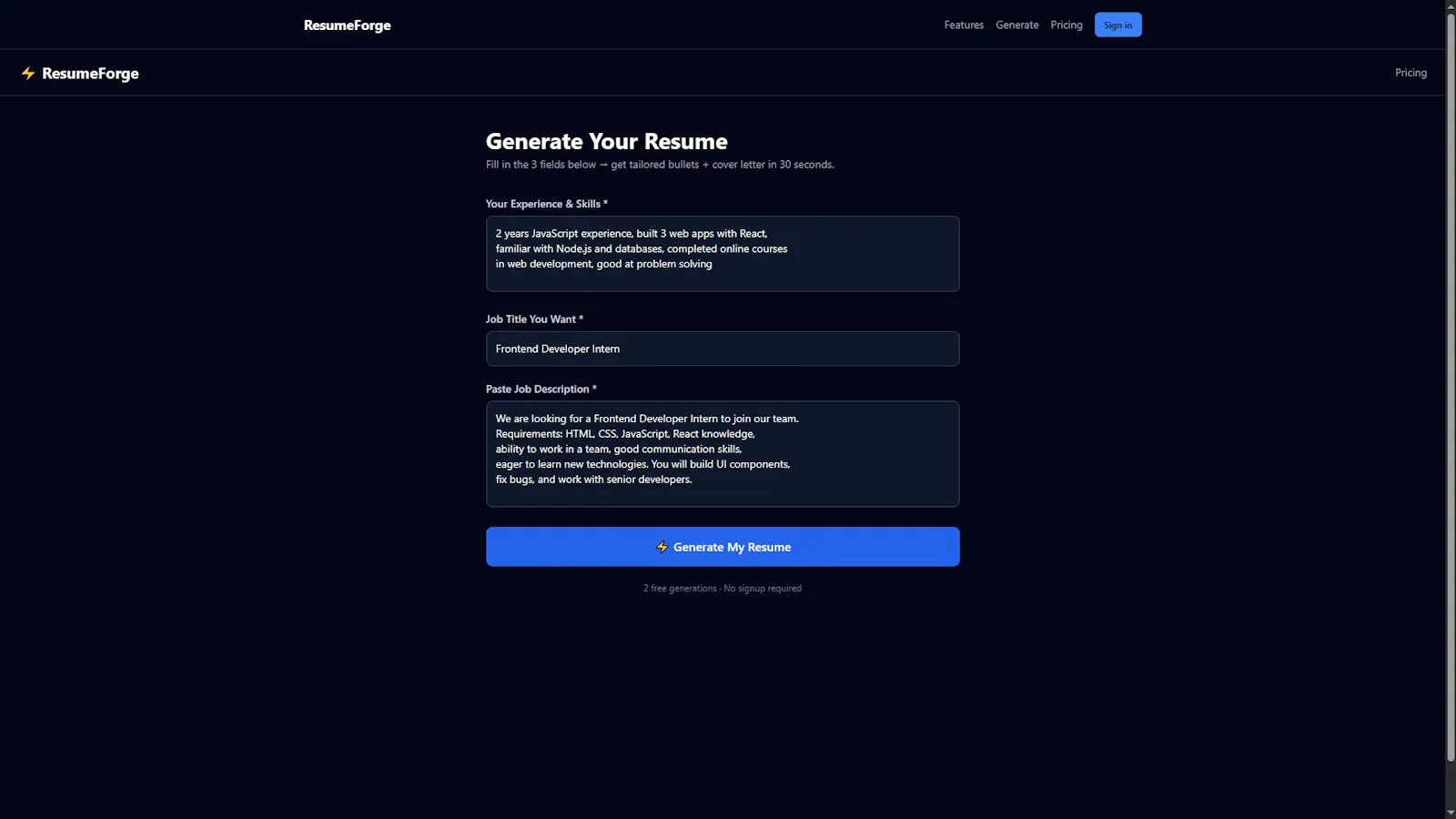 ResumeForge screenshot 3