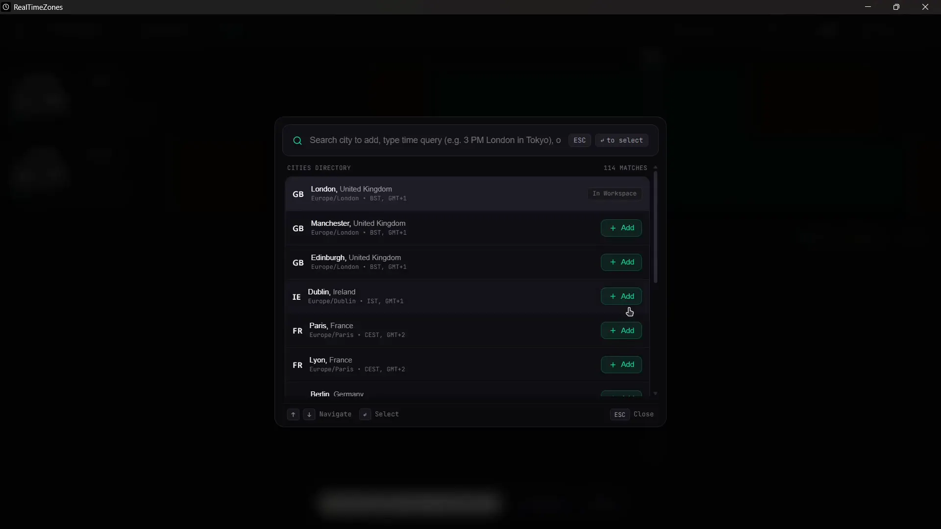 RealTimeZones screenshot