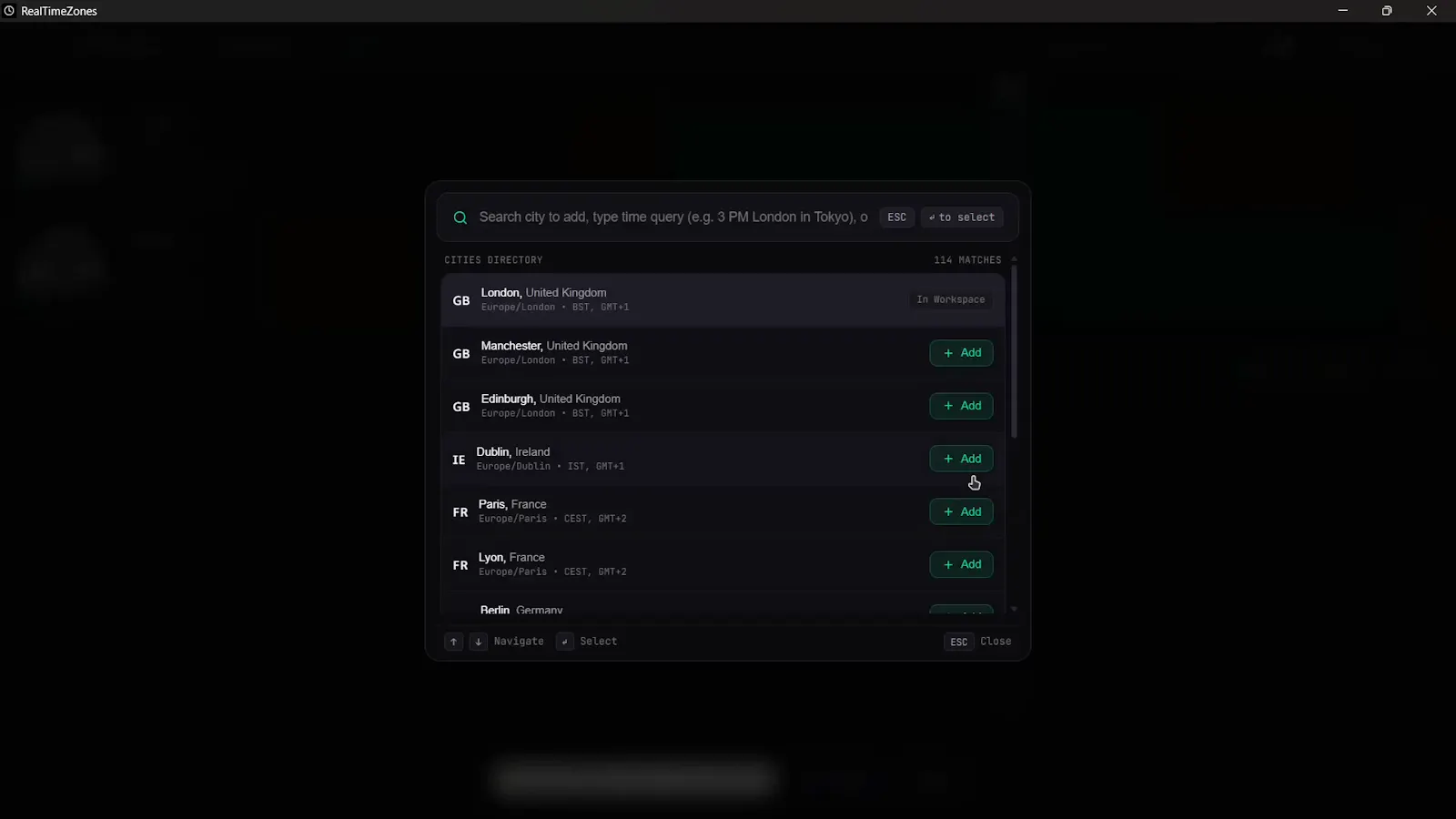 RealTimeZones screenshot 2