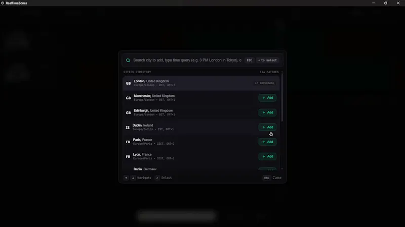RealTimeZones screenshot 2