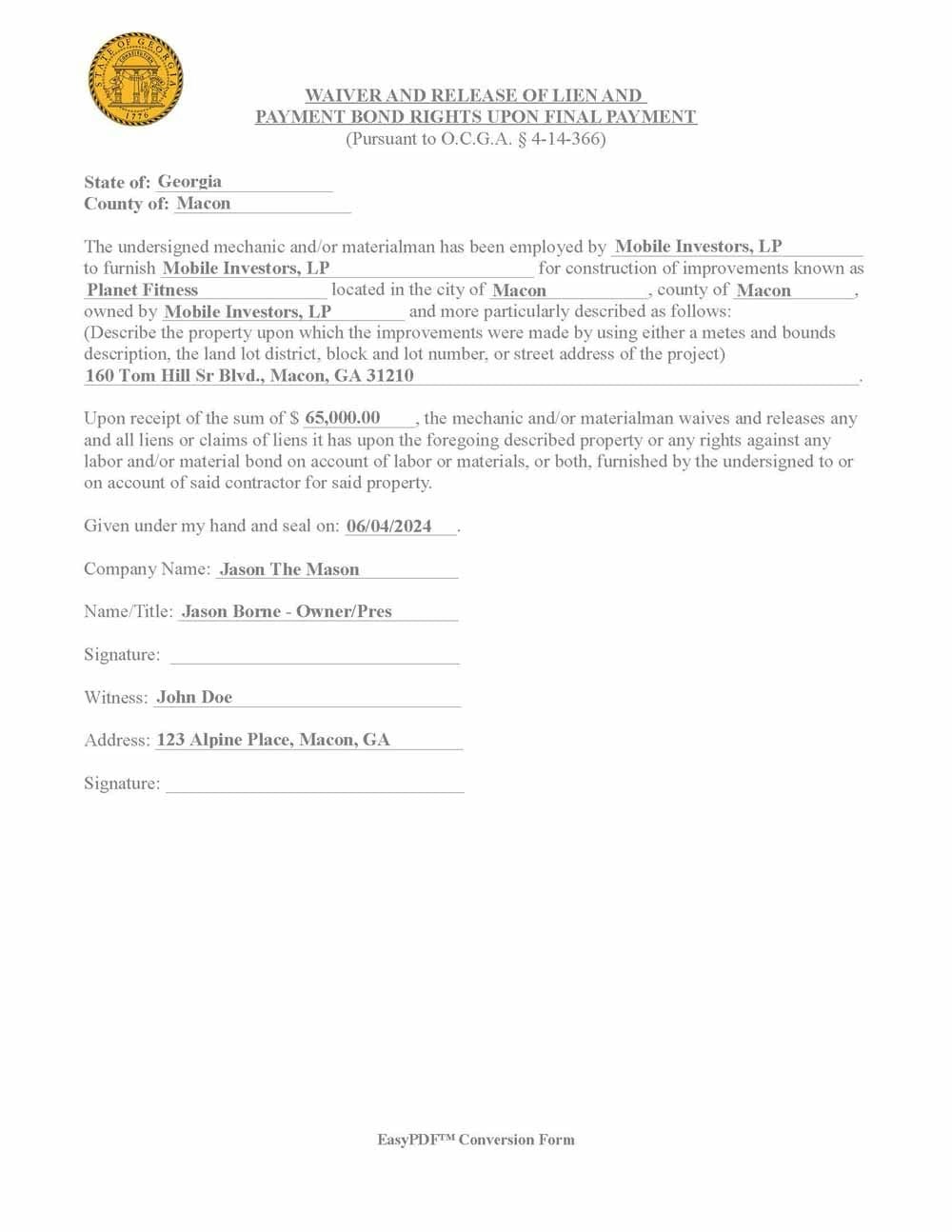 EasyPDF™ Construction Lien Waiver Forms media 3