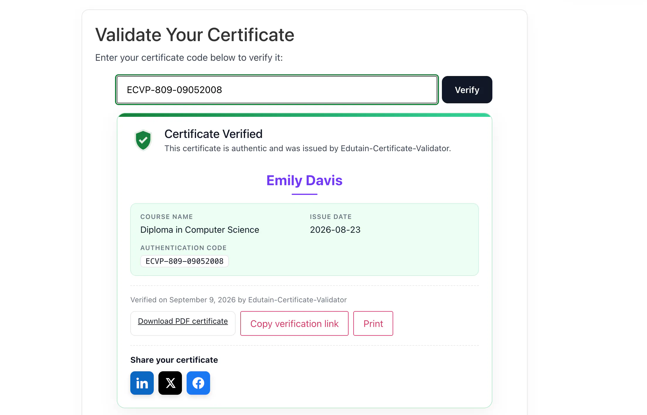 Edutain Certificate Validator gallery image