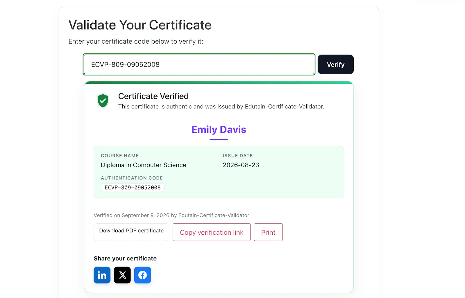 Edutain Certificate Validator screenshot 8