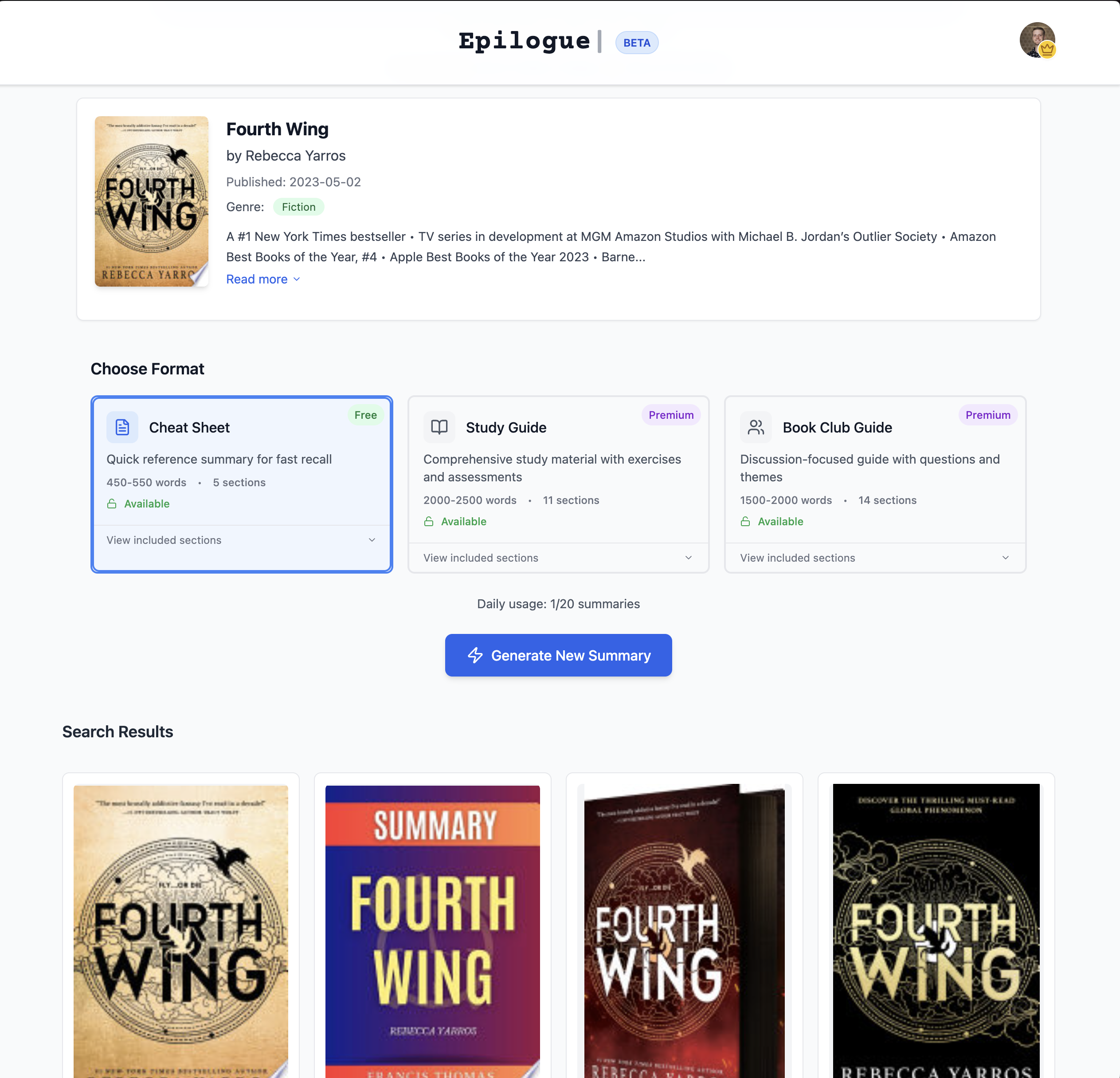 Média Épilogue - Résumés de livres propulsés par l'IA 1
