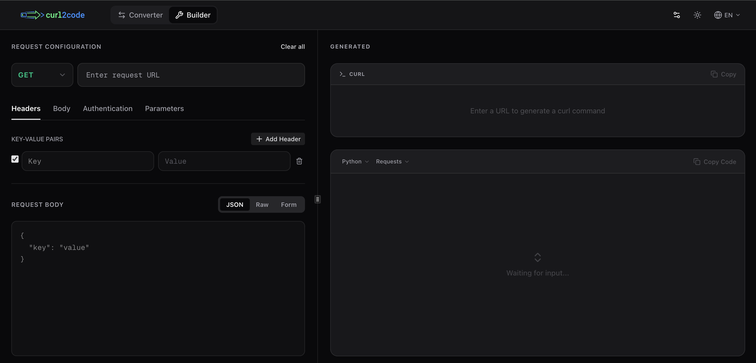 curl2code - Screenshot 3 showing product features and functionality