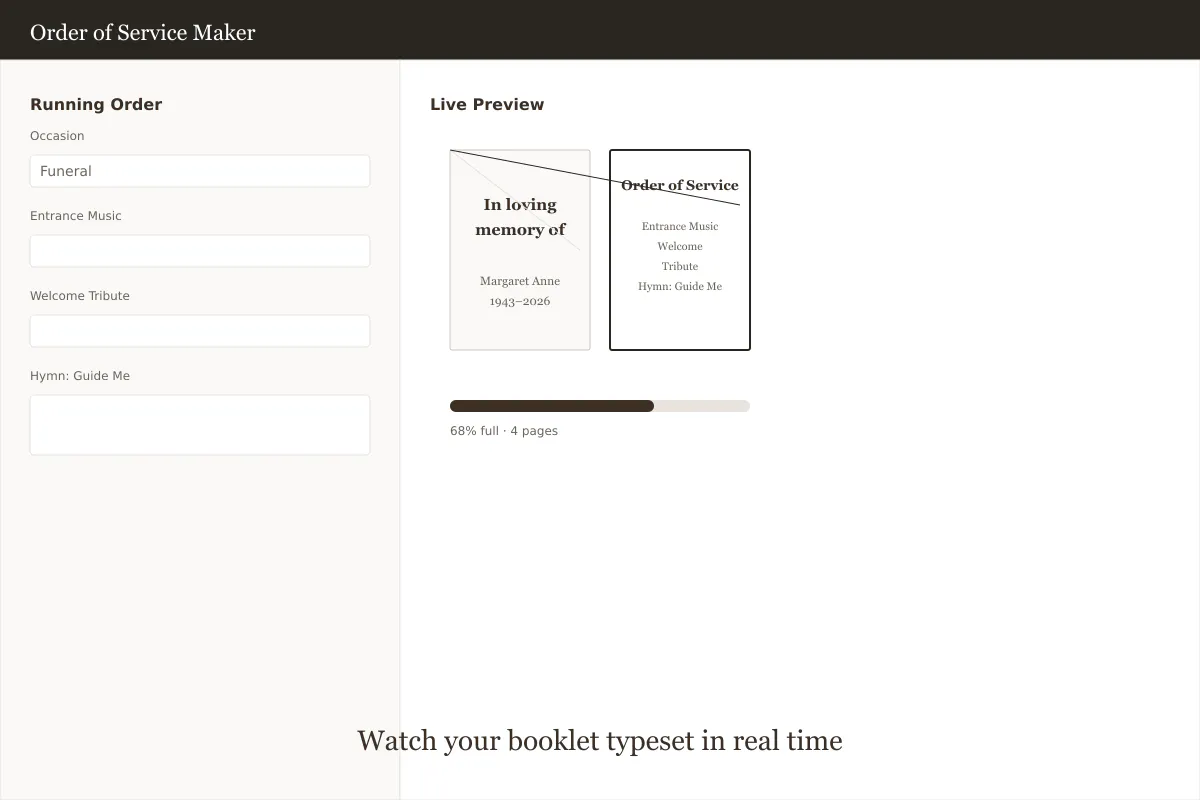 Print-ready funeral & wedding booklets gallery image