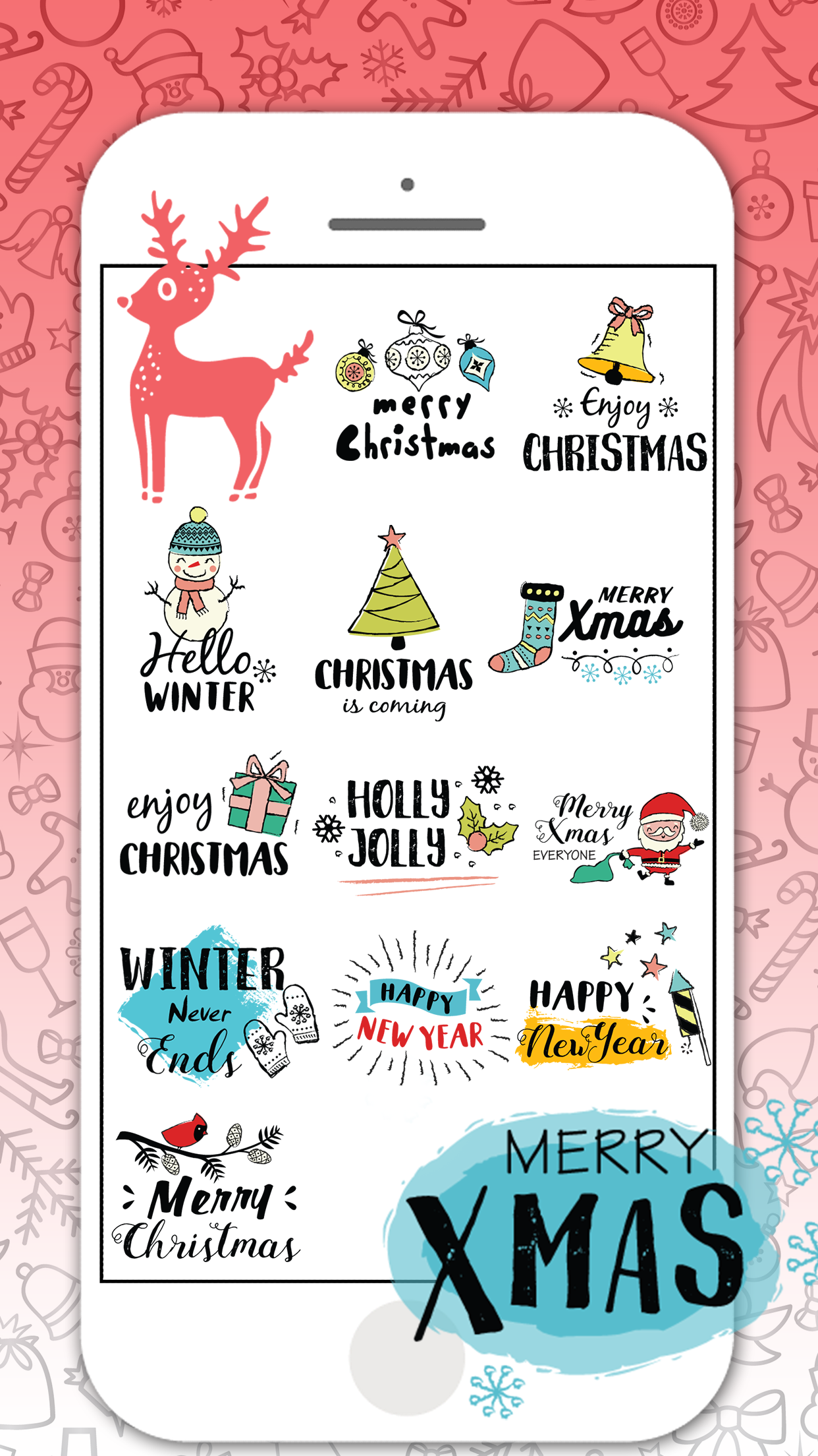 Hand Drawn Santa Emojis gallery image