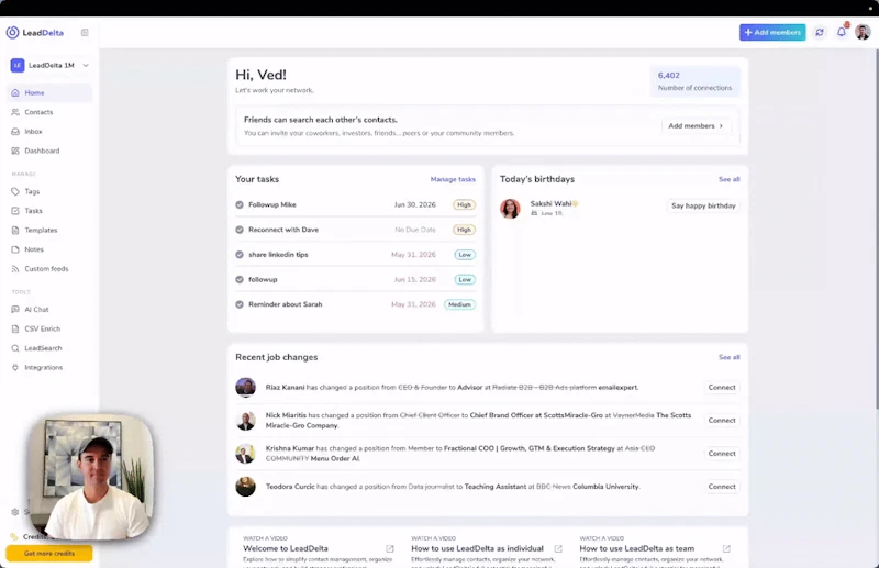 LeadDelta 5.0: AI Warm Intros + AI Inbox screenshot 1 (video preview)