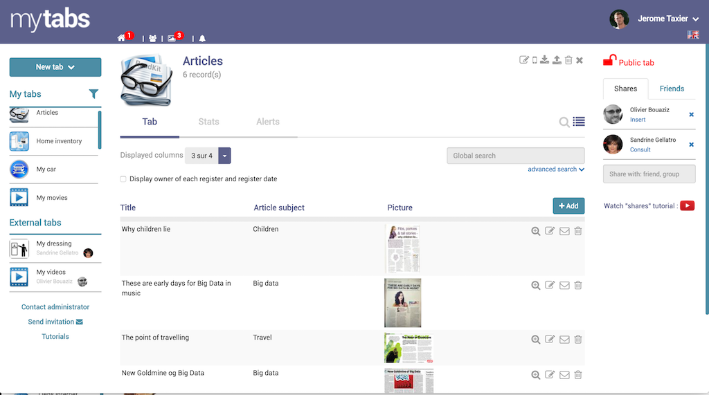 myTabs - database gallery image