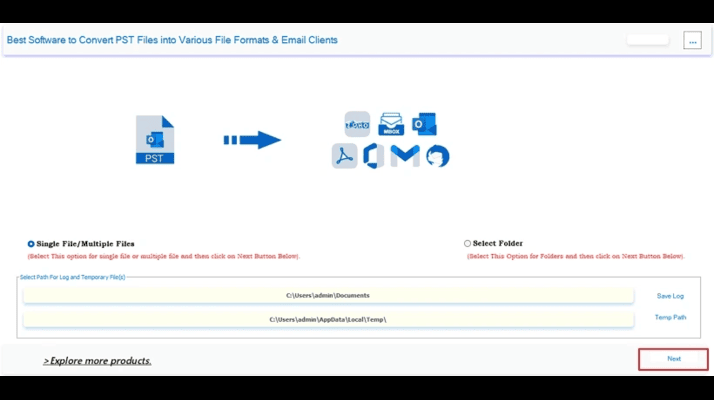 MacSonik PST to EML Converter - Main product screenshot demonstrating key features and user interface