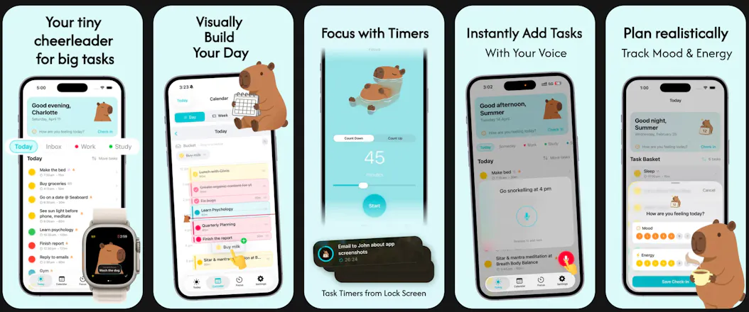 CapyPlan | Your no stress chearleader for tiny tasks | Product Hunt