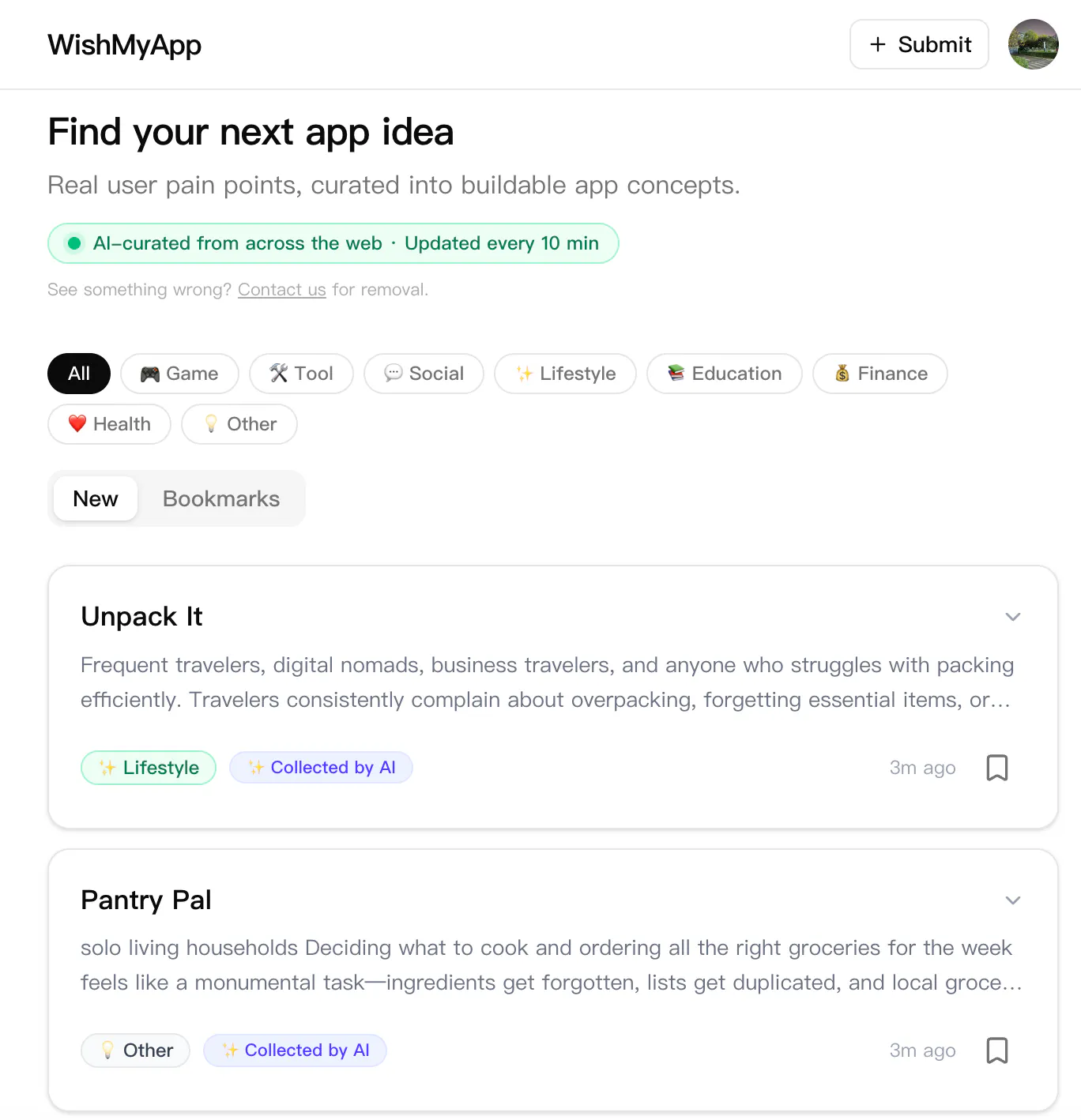 WishMyApp.com — Find your next app idea 專案橫幅