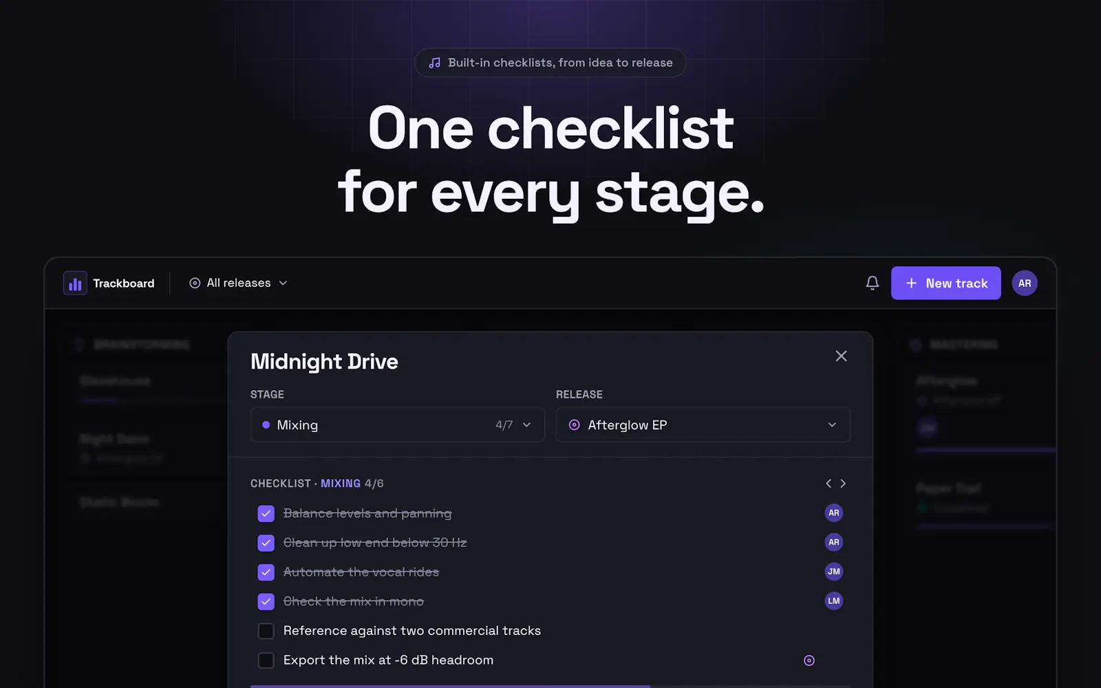 Trackboard screenshot 2