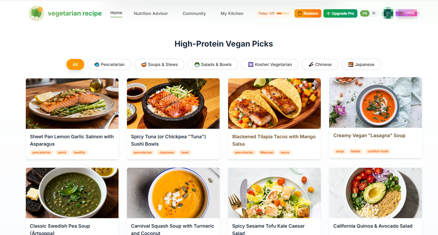 Vegetarian Recipes AI gallery image