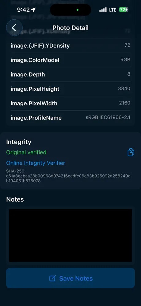 EXIFer Pro – Court-Ready Evidence Camera - Main product screenshot demonstrating key features and user interface