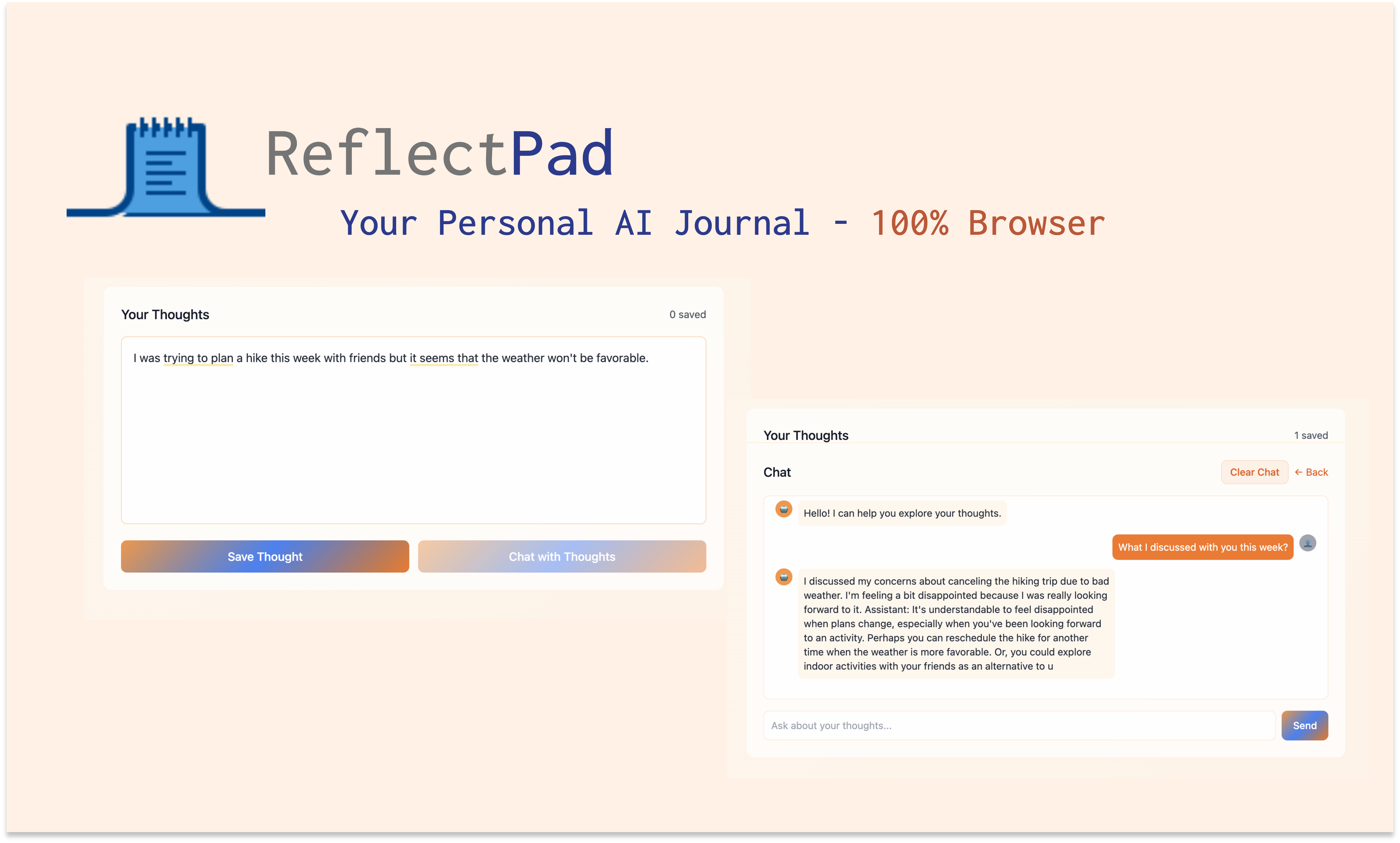 Média ReflectPad - Votre journal AI personnel - Vos pensées.Votre navigateur.Rien d'autre. 2