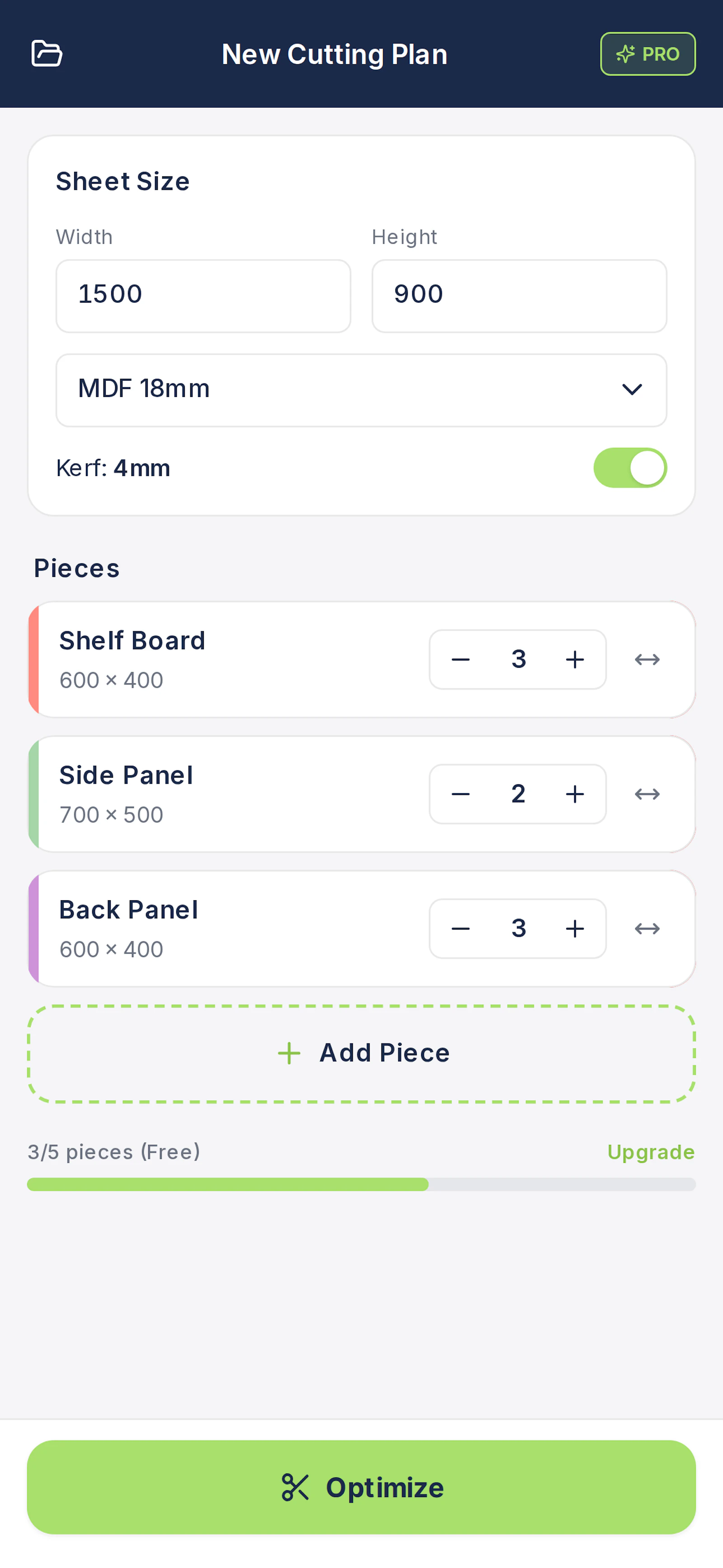 Cutting Calculator - Optimize Panel Cuts screenshot 1