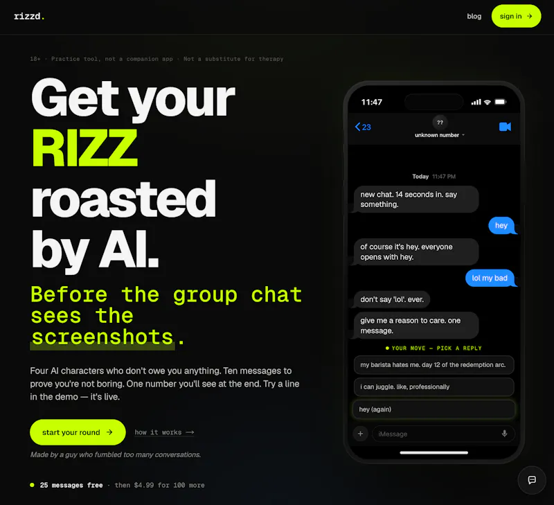 rizzd — AI rizz training screenshot 2