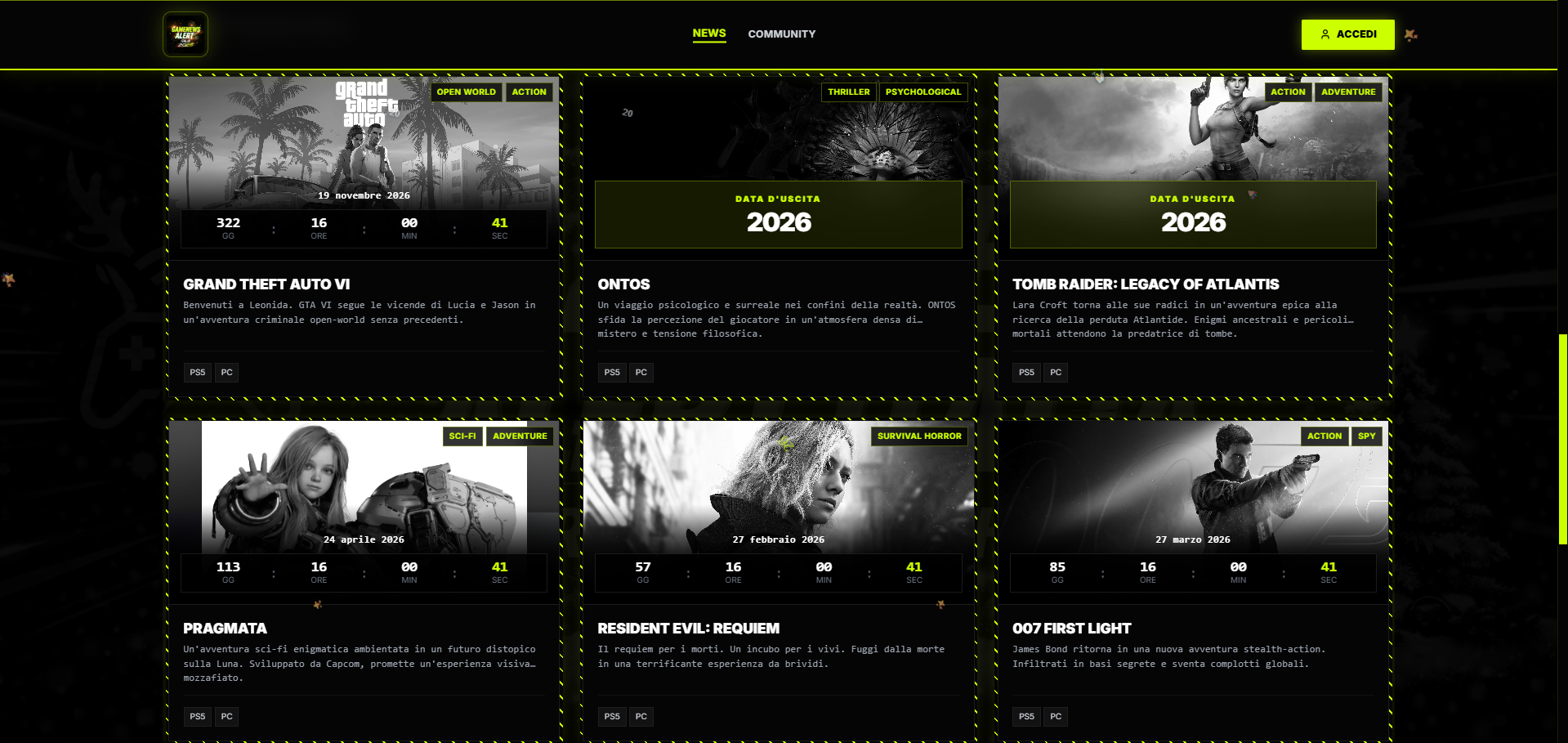 GAMENEWS ALERT - Screenshot 2 showing product features and functionality