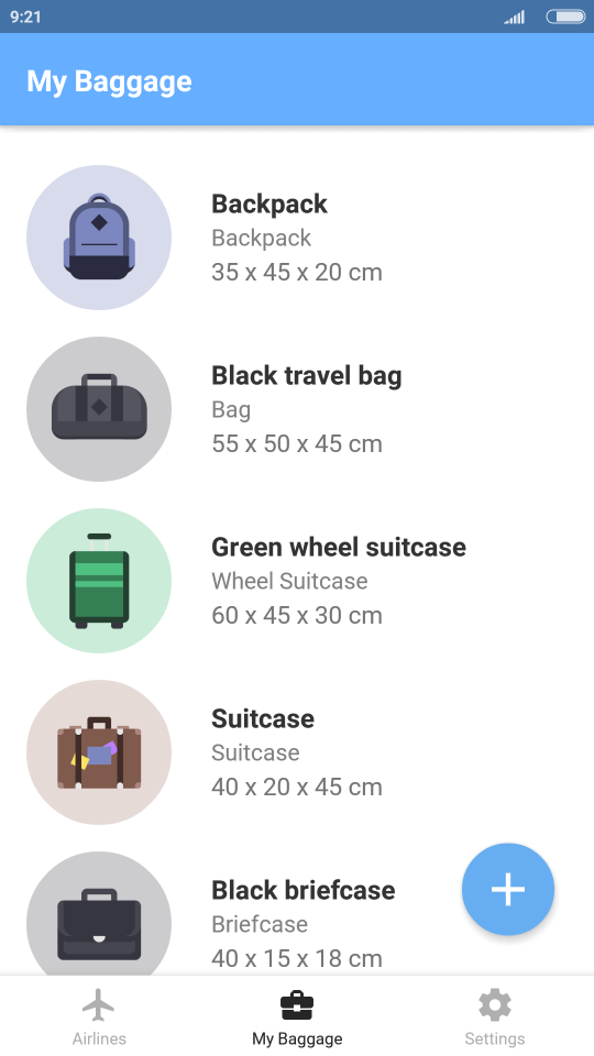 Baggify - airlines baggage allowance gallery image