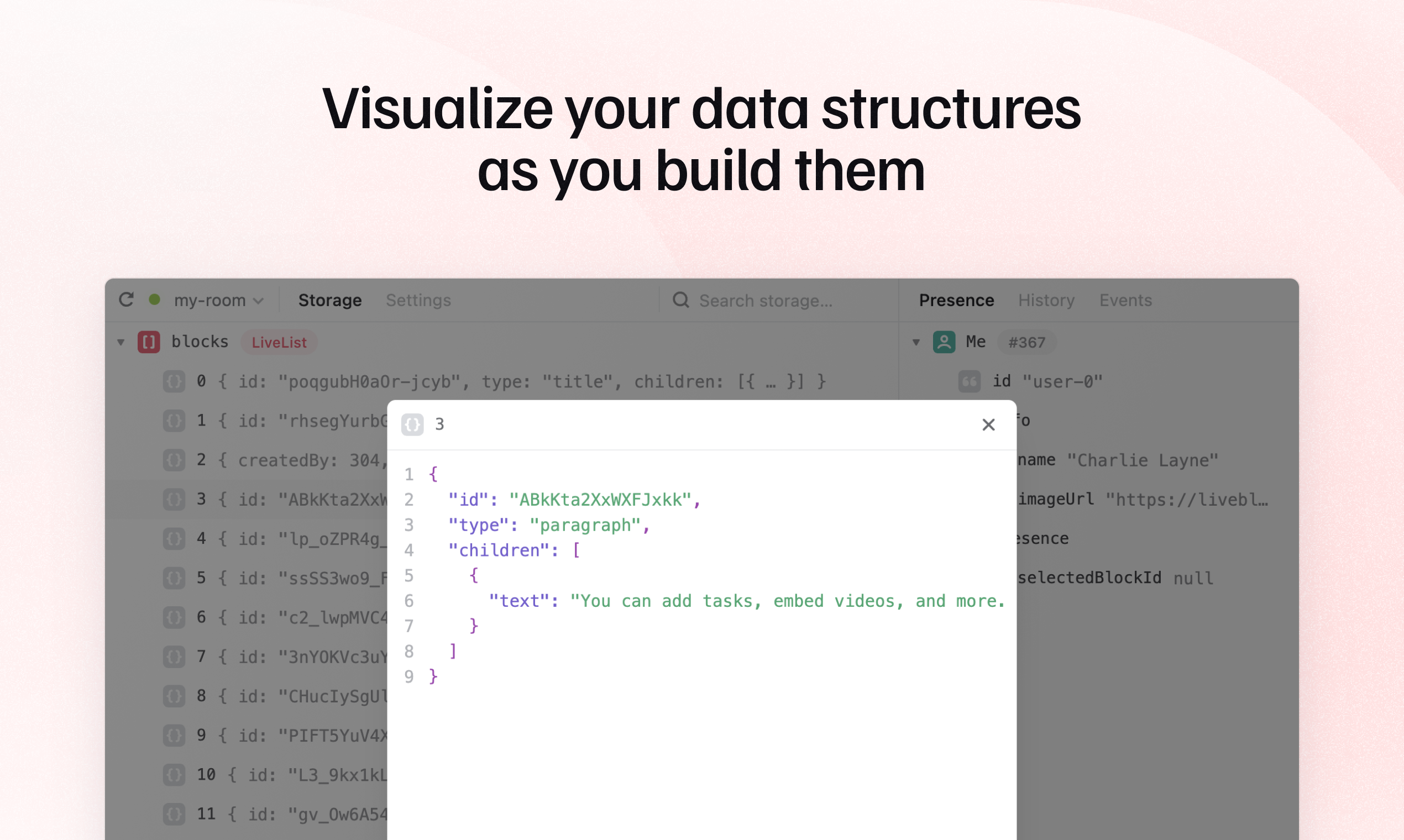 LiveBlocks DevTools - 실시간 협업 경험을 검사하십시오 미디어 3
