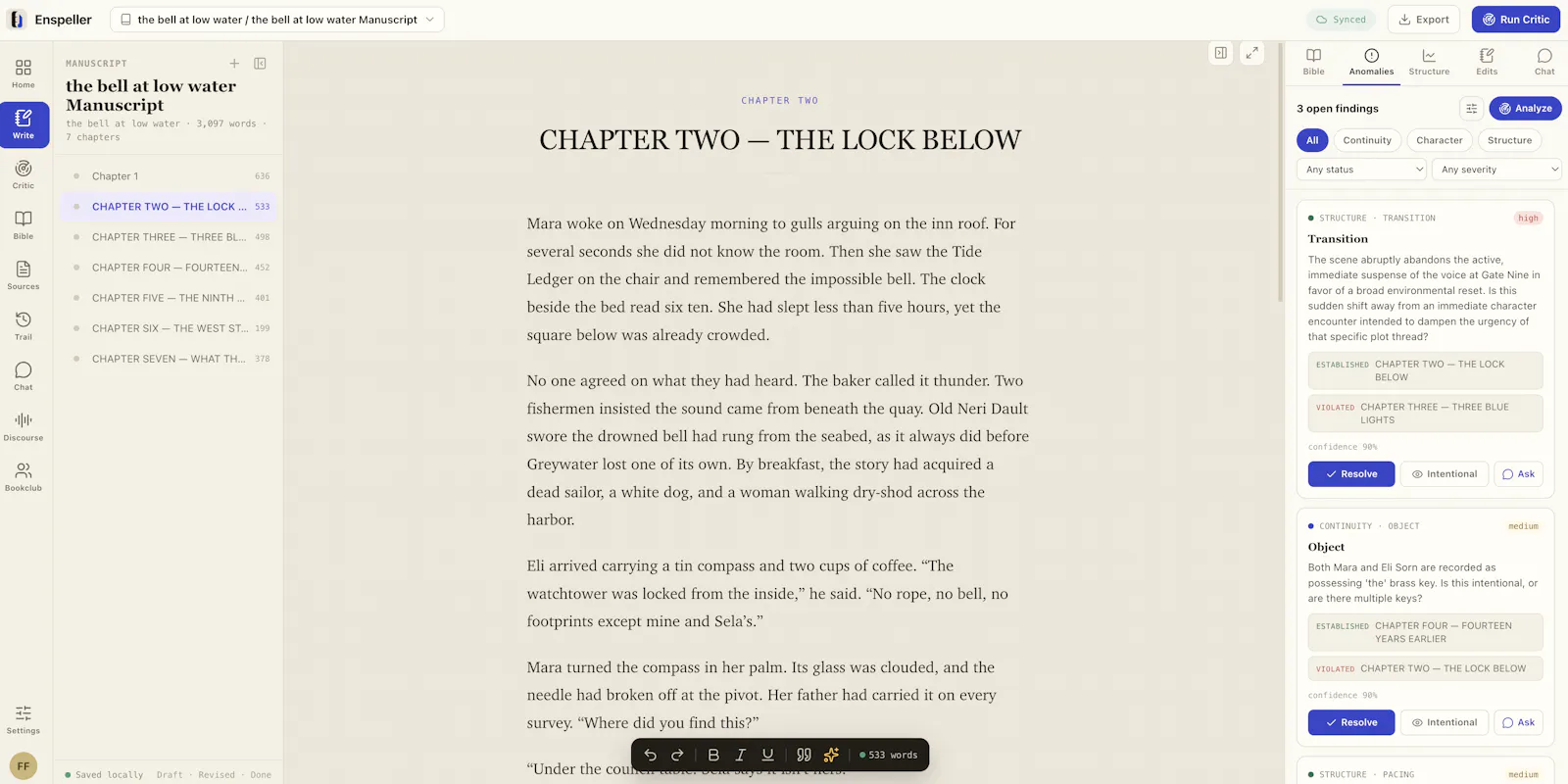 Enspeller — AI Analytical Writing Studio screenshot 2