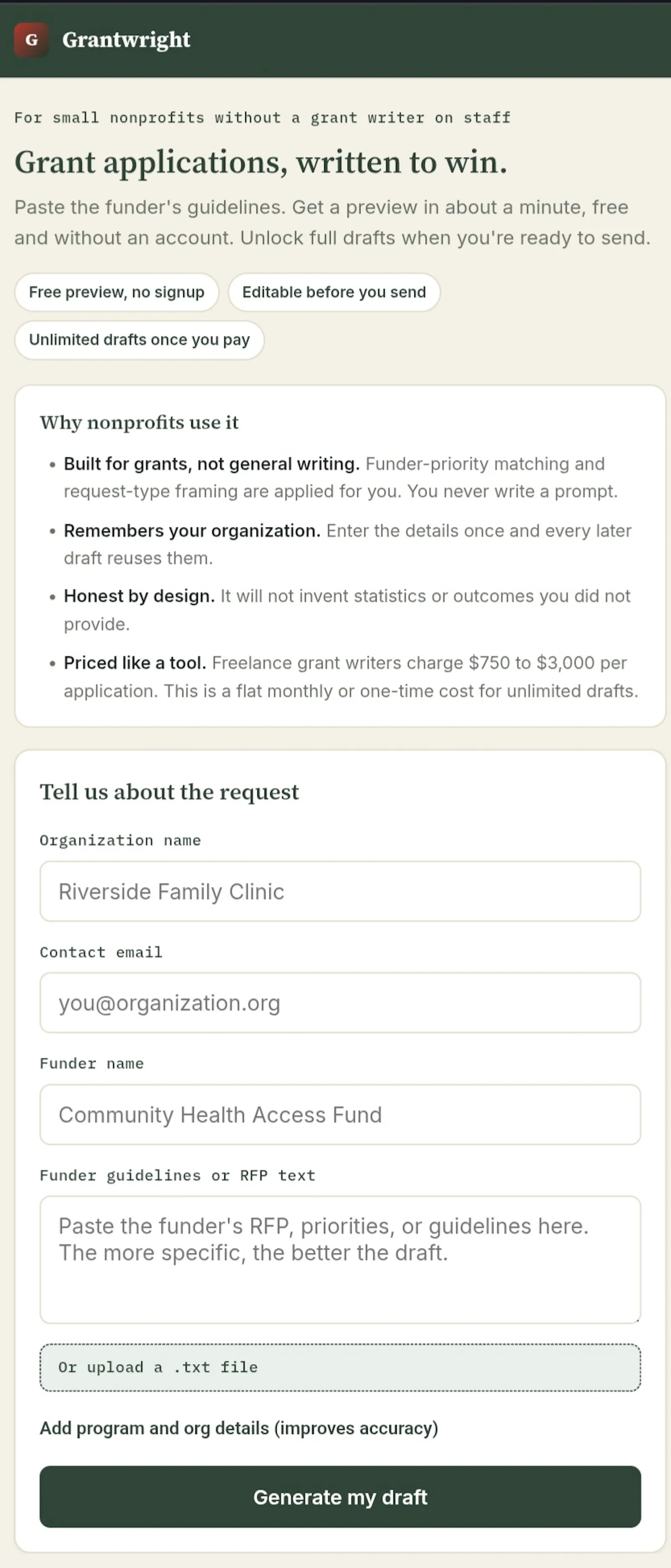 Grantwright screenshot 2