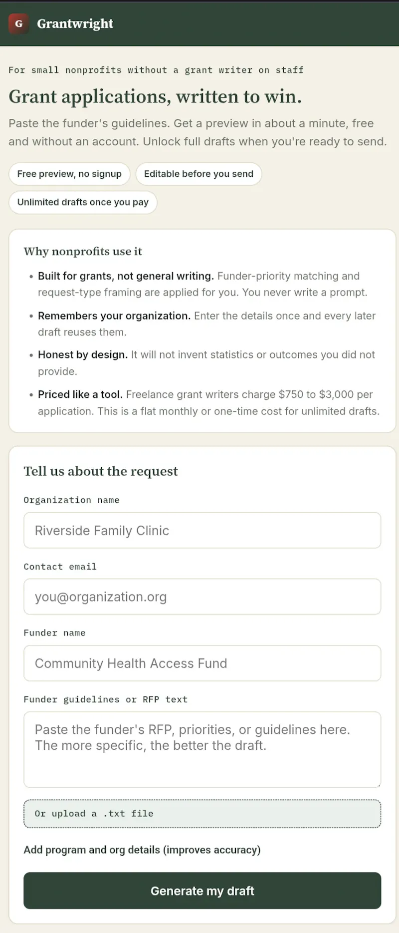 Grantwright screenshot 2