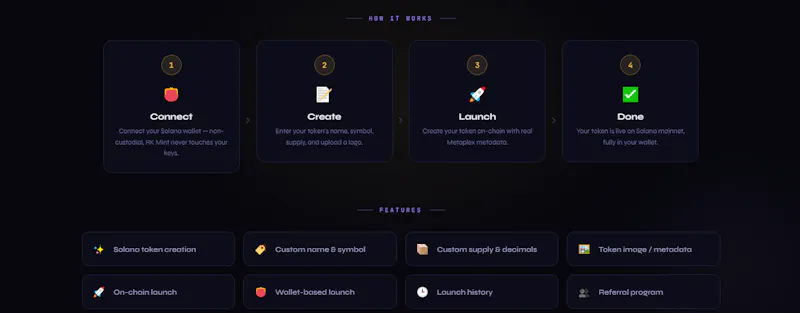 RK Mint — Solana Meme Coin Launcher screenshot 2
