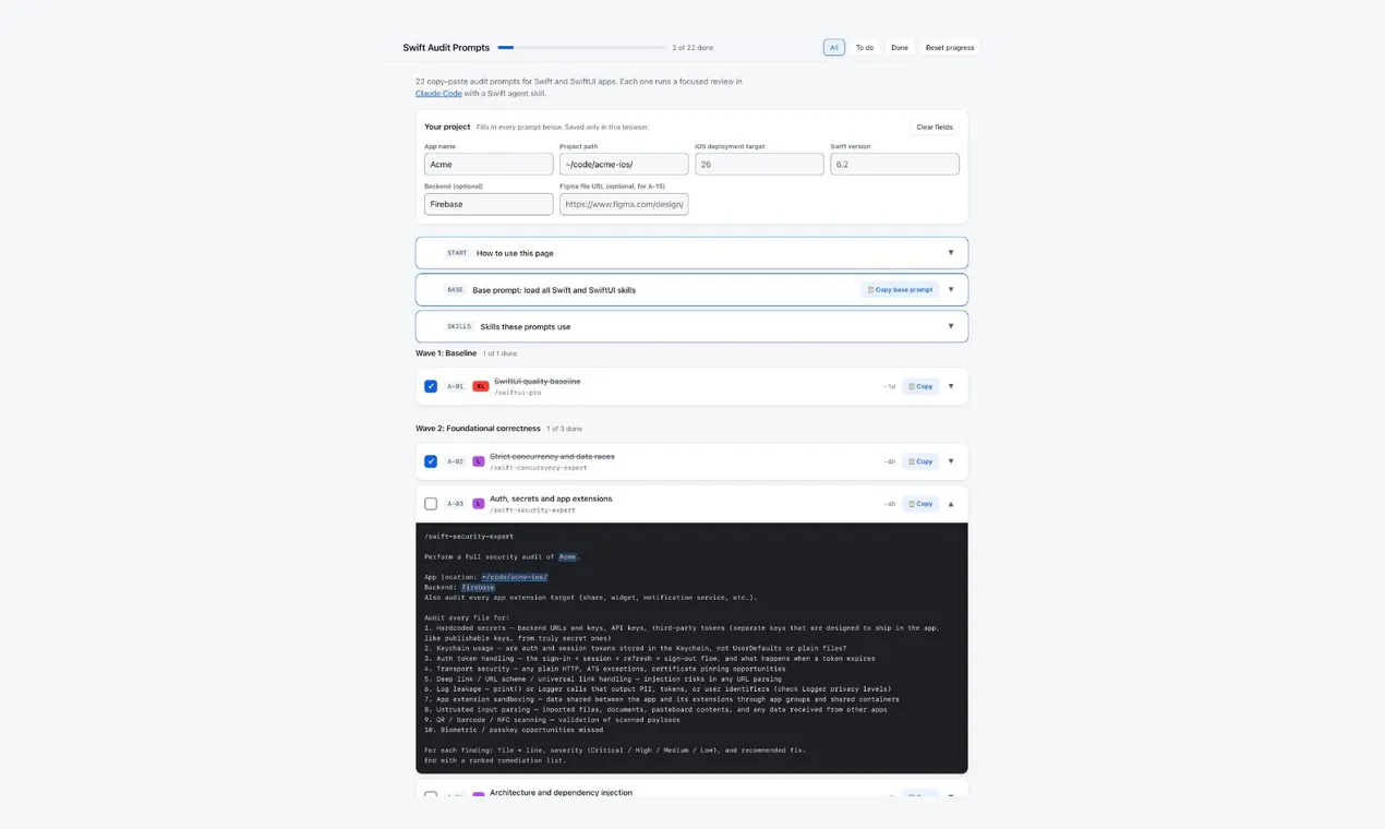 Swift Audit Prompts gallery image