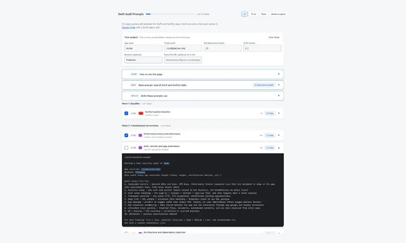 Swift Audit Prompts screenshot 3