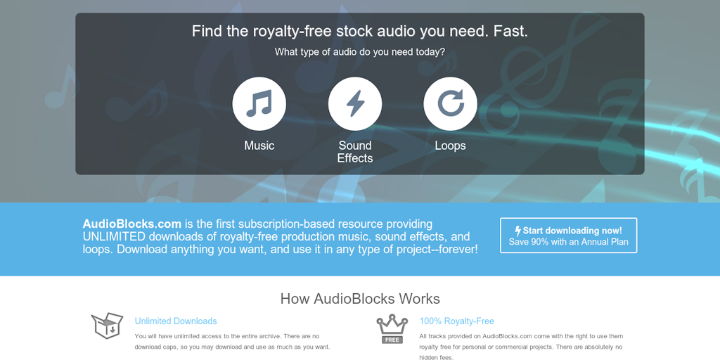  Audioblocks Download royalty free production sound 