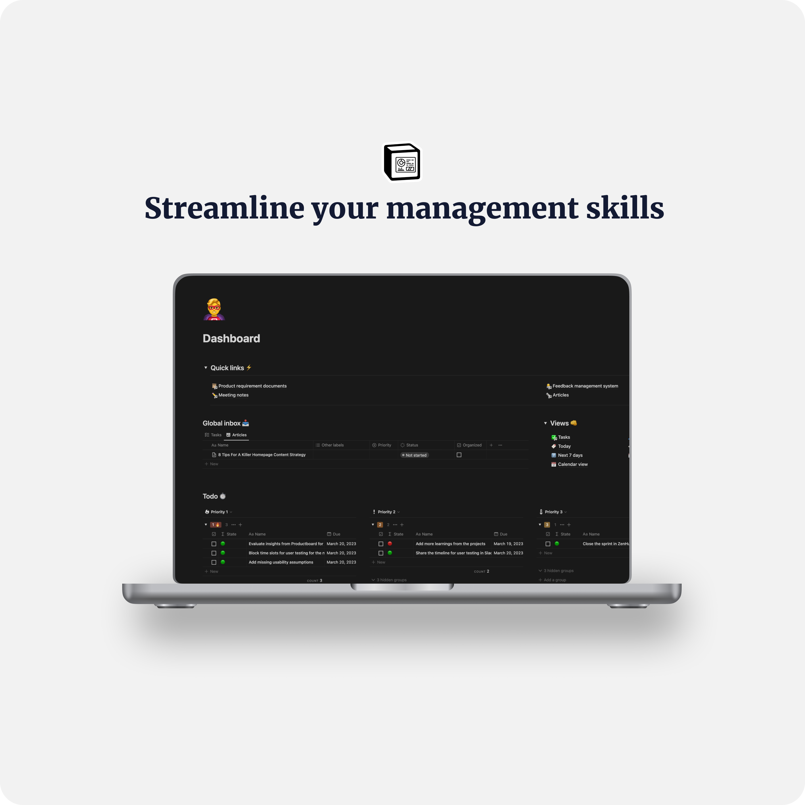 PM's Work Dashboard media 2