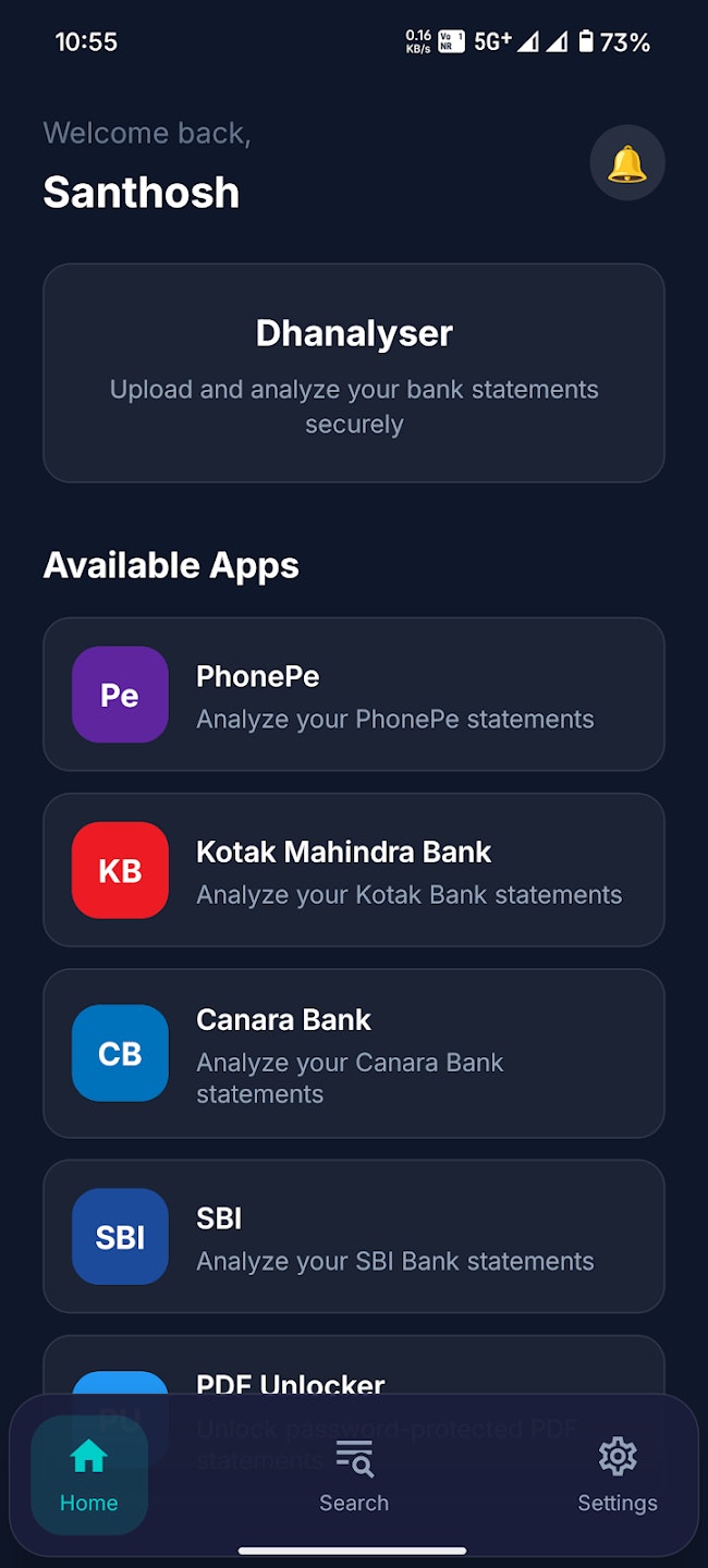 Dhanalyser - Screenshot 2 showing product features and functionality