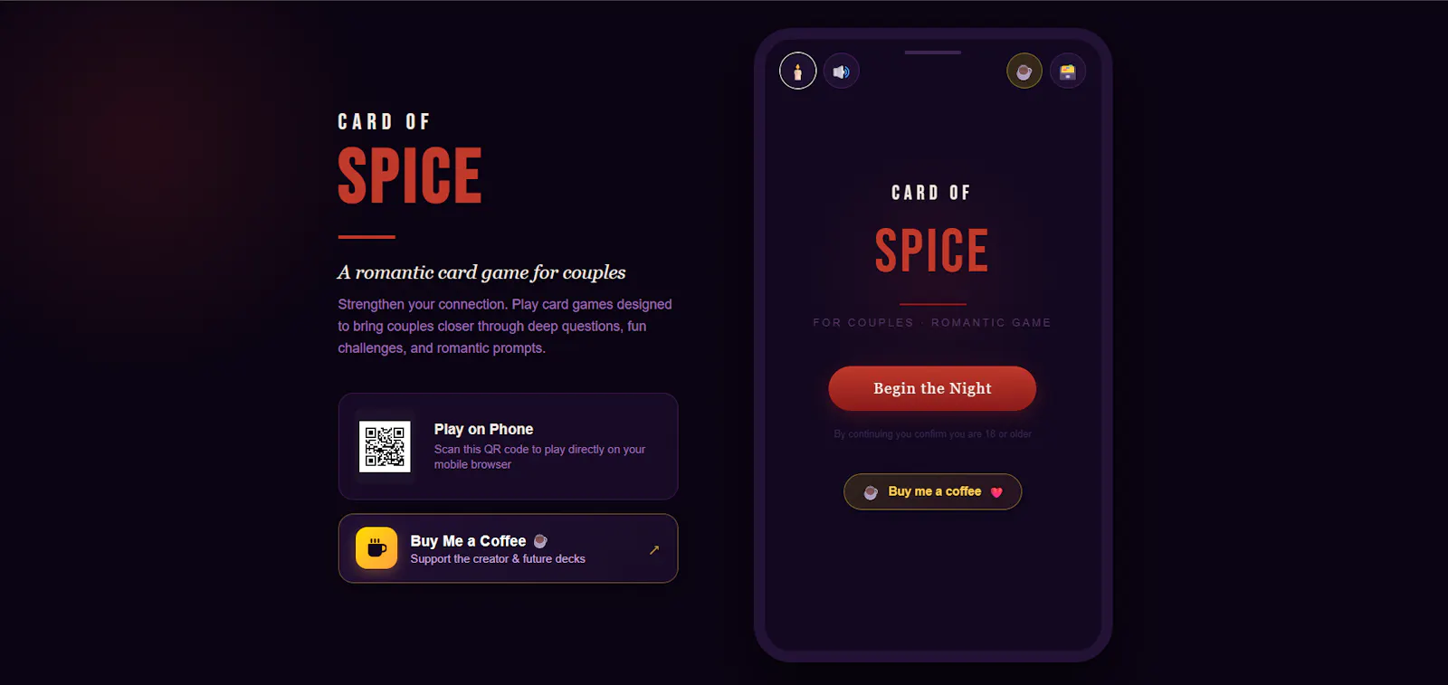 Cards of Spice - Adult Couples Card Game screenshot 1