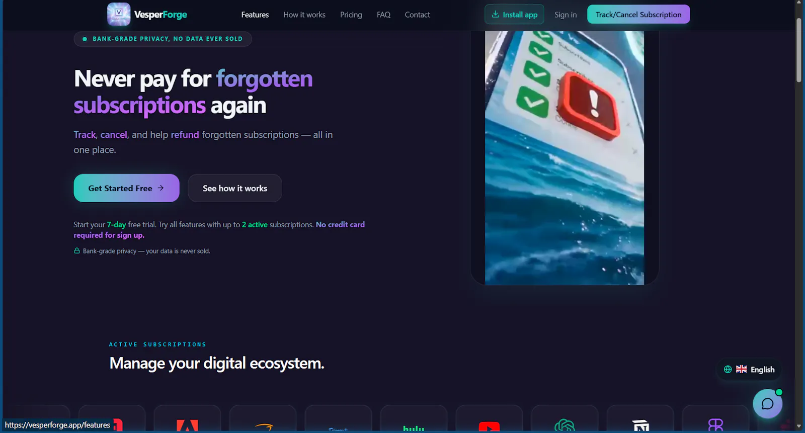 VesperForge Track, cancel subscriptions  screenshot 2